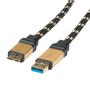 ROLINE USB 3.0 kabel, Type A han / micro B han, Gold - sort - 0,8 m.
