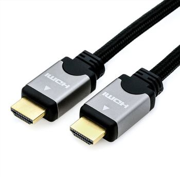 ROLINE HQ HDMI High Speed Cable + Ethernet, M/M, silver/ black,  2m (11045851)