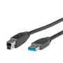 ROLINE USB 3.0 kabel, Type A han / Type B han - sort - 0,8 m.