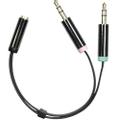 DELTACO audio adapter, 3.5mm microphone male and 3.5mm stereo male to 3.5mm, 0.1m