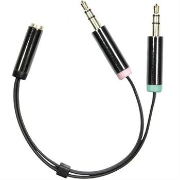 DELTACO audio adapter, 3.5mm microphone male and 3.5mm stereo male to 3.5mm, 0.1m (AUD-202)