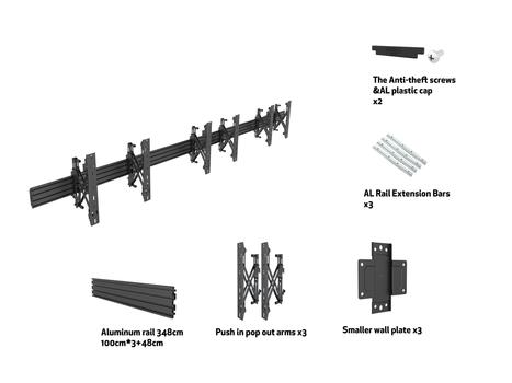 MULTIBRACKETS M Wallmount Pro MBW3U Aluminium Stål Vægmontering 40-65 3 LCD skærme (7350073734139)