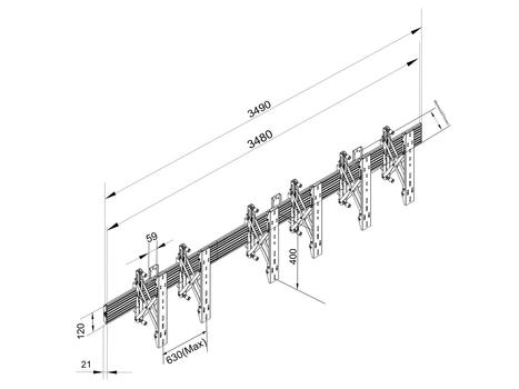 MULTIBRACKETS M Wallmount Pro MBW3U Aluminium Stål Vægmontering 40-65 3 LCD skærme (7350073734139)