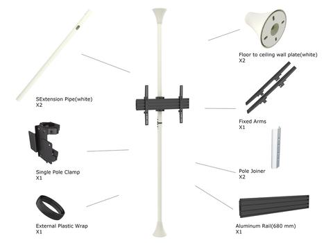 MULTIBRACKETS M Floor to Ceiling Mount Pro MBFC1U Whit (7350073735686)