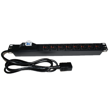 LinkIT 19" Strømskinne 8xC13 Låsbare 2m C20 , 16A , Circuit Breaker , 1U (PDU-C20X8C13L-2M)