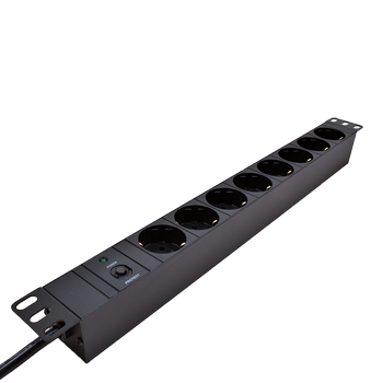 LinkIT 19" Strømskinne 8xCEE 7/4 2m CEE 7/7 , 16A , Overload protector , 1U (PDU-8S-2M-S-OP)