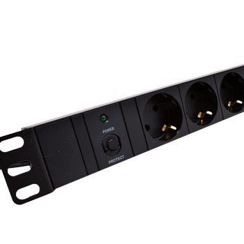 LinkIT 19" Strømskinne 8xCEE 7/4 2m CEE 7/7 , 16A , Overload protector , 1U (PDU-8S-2M-S-OP)