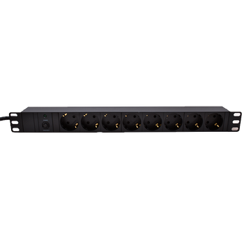 LinkIT 19" Strømskinne 8xCEE 7/4 2m CEE 7/7 , 16A , Overload protector , 1U (PDU-8S-2M-S-OP)