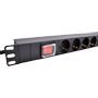 LinkIT 19" Strømskinne 7x CEE 7/4 2m CEE 7/7 , 16A , 1U (PDU-7S-2M-S-B)