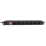 LinkIT 19" Strømskinne 7x CEE 7/4 2m CEE 7/7 , 16A , 1U (PDU-7S-2M-S-B)