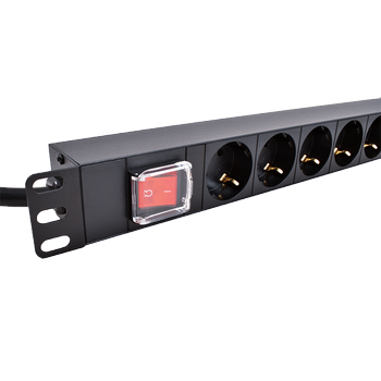 LinkIT 19" Strømskinne 8xCEE 7/4 3m CEE 7/7 , on-off switch , 16A , 1U (PDU-8S-3M-SB)