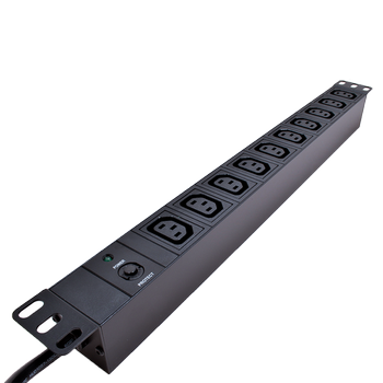 LinkIT 19" Strømskinne 10xC13 2m C14 , 10A , Overload protection , 1U (PDU-10C13-2M-C14-OP)