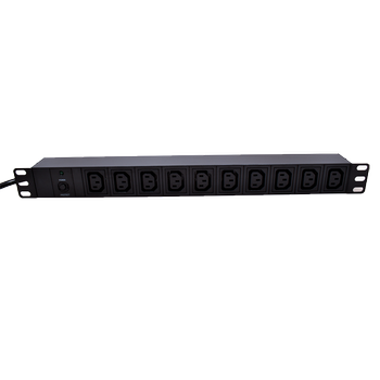 LinkIT 19" Strømskinne 10xC13 2m C14 , 10A , Overload protection , 1U (PDU-10C13-2M-C14-OP)