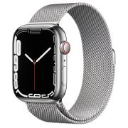 APPLE Watch Series 7 (GPS + Cellular) - 45 mm - rostfritt stål i silver - smart klocka med milanesisk loop - rostfritt stål - silver - handledsstorlek: 150-200 mm - 32 GB - Wi-Fi, Bluetooth - 4G - 51.5 g