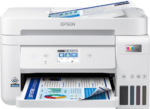 EPSON EcoTank ET-4856 Inkjet Printers Consumer/ Multi-fuction/ Ink tank system A4 (21.0x29.7 cm) 4 Ink Cartridges KCYM Print Scan Copy Fax Yes (A4 plain paper) 4 800 x 1 200 DPI IN (C11CJ60407)