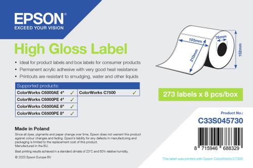 EPSON HIGH GLOSS LABEL DIE-CUT 105MMX210MM 273 LABELS SUPL (C33S045730)