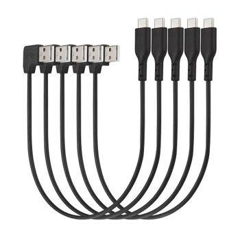 KENSINGTON n Charge & Sync USB-C Cable (5-pack) - USB cable - USB (M) angled to 24 pin USB-C (M) straight - USB 2.0 - 20 V - 3 A - 32.7 cm - black (pack of 5) (K65610WW)