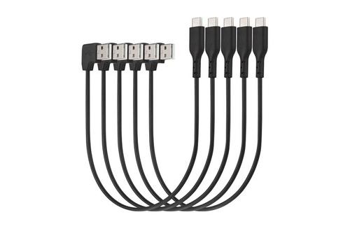 KENSINGTON n Charge & Sync USB-C Cable (5-pack) - USB cable - USB (M) angled to 24 pin USB-C (M) straight - USB 2.0 - 20 V - 3 A - 32.7 cm - black (pack of 5) (K65610WW)