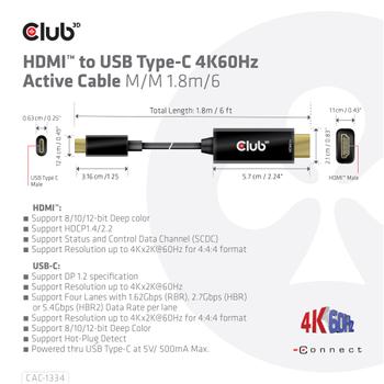 CLUB 3D Hdmi To Usb Type-C 4K60Hz (CAC-1334)