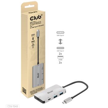 CLUB 3D USB C GEN 2 TO 2 USB A 2 USB C DATA HUB PD CHARGING 1.5A (CSV-1543)
