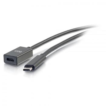 C2G G 1ft USB-C to C 3.1 (Gen 1) Male to Female Extension Cable (5Gbps) - USB extension cable - USB-C (M) to USB-C (F) - USB 3.1 Gen 1 / Thunderbolt 3 - 3 A - 30 cm - molded - black (88655)