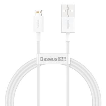 BASEUS Superior Fast Charge USB-A to Lightning Cable, 2.4A, 1m - White (CALYS-A02)