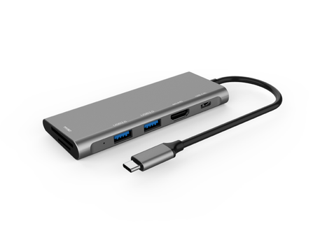 Elivi UltraSlim USB C Docking 6 in 1 MultiPort Adapter HUB, SpaceGrey (ELV-USBCDK-6)