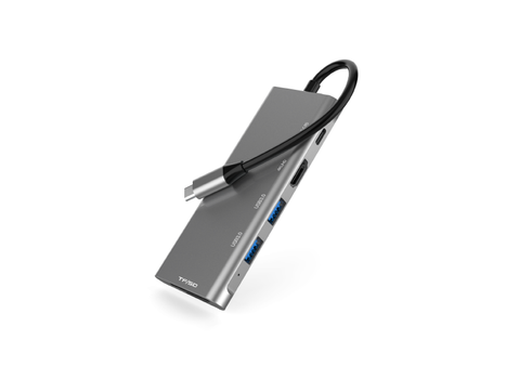 Elivi UltraSlim USB C Docking 6 in 1 MultiPort Adapter HUB, SpaceGrey (ELV-USBCDK-6)