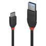 LINDY 0.15m USB 3.1 Type A to C Cable 3A, Black Line