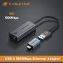 CABLETIME USB-A til Ethernet adapter, USB-A: Han - RJ45: Hun, 10/100/1000 Mbit, Space Grey
