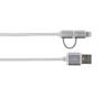 SKROSS Steel 2-i-1 Chargen Sync Mikro USB og Lightning kabel