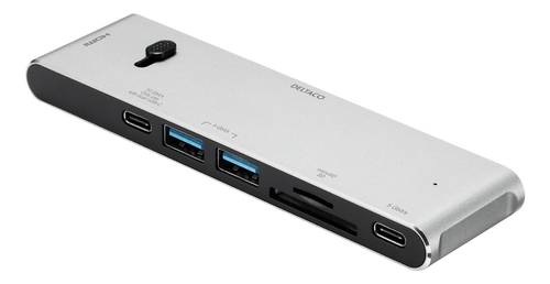 DELTACO USB-C MB docking station HDMI / SD / mSD reader PD 3.0 spc gray (USBC-HDMI21)