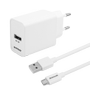 Essentials Wall charger 12W, USB-A Micro USB Cable 1m, White