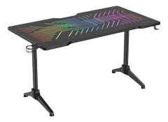 DELTACO DT420 RGB Gaming desk, glass LED tabletop, 140x75cm