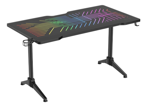 DELTACO DT420 RGB Gaming desk, glass LED tabletop, 140x75cm (GAM-150)