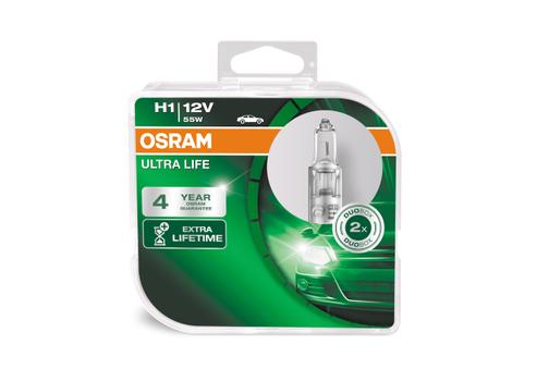 OSRAM Automotive H1 Ultra Life 55W 12V P14,5S Hcb2Box (64150ULTHCB)