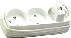 Nordic Quality 3-vejs rundt stik, 1,5m, hvid