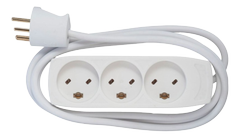 HELTEC EDB stikdåse m. jord - 3 udtag - 1,5M - EDB Stikprop White