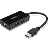 StarTech 2 Port USB 3.0 Hub with Ethernet - USB 3.0 x 2 - Gigabit Ethernet Network Adapter for Windows / Mac / Chrome (USB31000S2H) - nettverksadapter - USB 3.0 - Gigabit Ethernet x 1