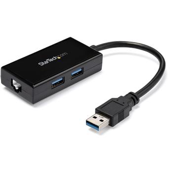 STARTECH StarTech.com USB 3.0 naar Gigabit Netwerk Adapter met ingebouwde 2-Poorts USB Hub - Native Driver Support (Windows, Mac and Chrome OS) - Netwerkadapter - USB 3.0 - Gigabit Ethernet x 1 - zwart (USB31000S2H)