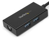 StarTech 2 Port USB 3.0 Hub with Ethernet - USB 3.0 x 2 - Gigabit Ethernet Network Adapter for Windows / Mac / Chrome (USB31000S2H) - nettverksadapter - USB 3.0 - Gigabit Ethernet x 1 (USB31000S2H)