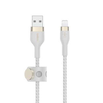 BELKIN BOOSTCHARGE LTG TO USB-A BRAIDED SILICONE CABLE 2M WHITE CABL (CAA010BT2MWH)