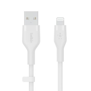 BELKIN BOOST CHARGE LIGHTNING TO USB-A SILICONE CABLE 1M WHITE CABL (CAA008BT1MWH)