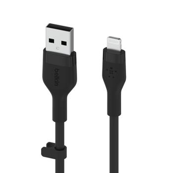 BELKIN BOOST CHARGE LIGHTNING TO USB-A SILICONE CABLE 1M BLACK CABL (CAA008BT1MBK)