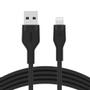BELKIN BOOST CHARGE LIGHTNING TO USB-A SILICONE CABLE 3M BLACK CABL (CAA008BT3MBK)