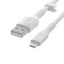 BELKIN BOOST CHARGE LIGHTNING TO USB-A SILICONE CABLE 1M WHITE CABL (CAA008BT1MWH)