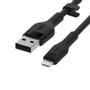 BELKIN BOOST CHARGE LIGHTNING TO USB-A SILICONE CABLE 2M BLACK CABL (CAA008BT2MBK)