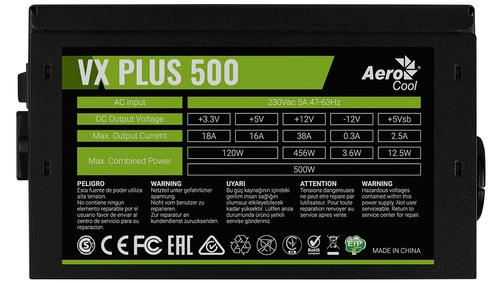 AEROCOOL Vx Plus 500 Power Supply Unit (AEROPGSVX-500PLUS-80)
