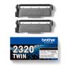 BROTHER TN2320 TWIN - 2-pack - High Yield - black - original - toner cartridge - for Brother DCP-L2500,  L2520, L2560, HL-L2300, L2340, L2360, L2365, MFC-L2700,  L2720, L2740 (TN2320TWIN)