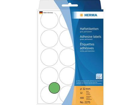 HERMA Adhesive Labels green 32mm 32 Sheets 111x170 480 pcs. 2275 (2275)